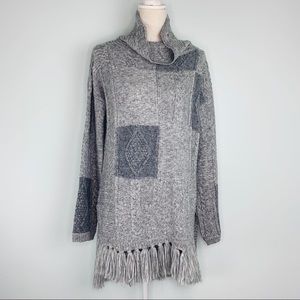 Sahalie Grey Patch Work Hi/Low Hem Sweater Sz M